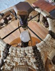 Vintage Bronze, Marble Table Lamp-Unique Bohemian Crochet Shade W/Marble Accents — photo 4