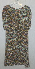 Next dress size 18 multicoloured pansy floral tea day ruched jersey stretch