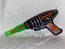 VINTAGE OLD TIN PLATE FRICTION SPACE JET TOY GUN YOSHIYA KO JAPAN PATENT 1970