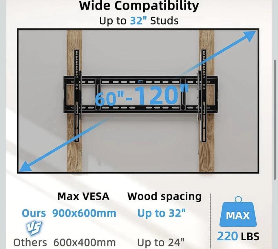 Heavy-Duty Tilting TV Wall Mount for 60"-120" TVs - Image 2 of 4