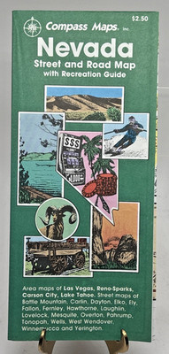 Vintage 1993 Nevada Street And Road Map w Recreation Guide Compass Maps