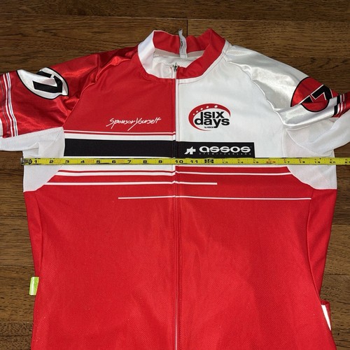 Assos Cycling Six Days Short Sleeve Full Zip Red white Jersey men size:L - Picture 6 of 6