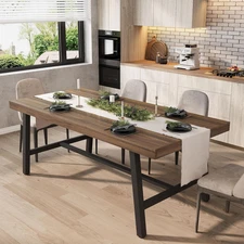 Industrial Dining Table for 6-8 People, 70.87 in Long Wooden Kitchen Table with 