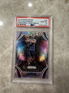 2019-20 Panini Prizm Zion Williamson Fireworks Hyper Prizm Rookie Card GM PSA 10