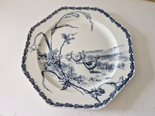 Antique Octagonal plate Drake & Geese Cauldon B&W Country Kitchen farmhouse deco