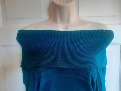 Principles Ben De Lisi türkis schulterfreier Bardot-Strickpullover Oberteil Gr. 12