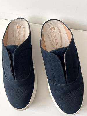 Corso Como Sneakers Womens Size 7 Blue Leather Slip On Washable Sock CC-TRENA