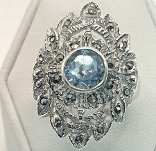 STUNNING .925 Vintage Sterling Silver Estate Ring Size 7 Blue stone