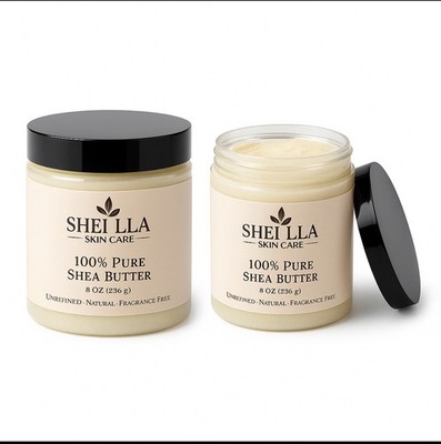 SHEILLA Skin Care 100% Pure Unrefined Shea Butter 8oz   Natural, Fragrance-Free