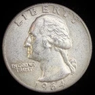 90% Silver 1964 Washington Quarter  - F25U