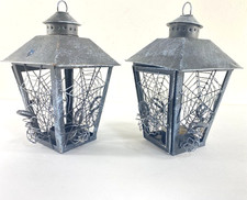 Spider Web Lantern Candle Holder Black Metal Halloween Home Decor Gothic 8"