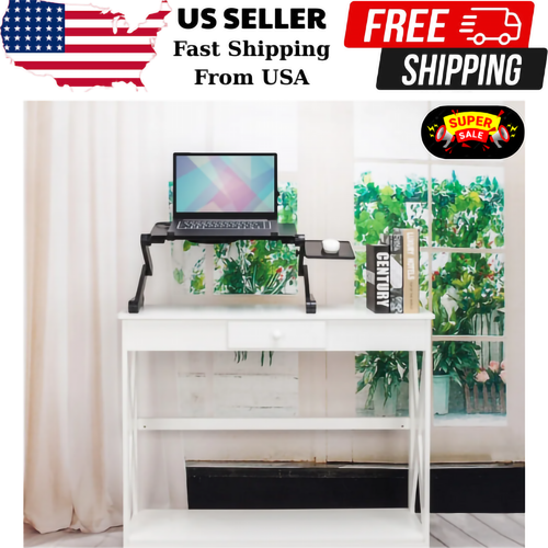 360° Adjustable Folding Laptop Desk with Cooling Fan Bed Tray, Fast Shipping. - 第 1/8 張圖片
