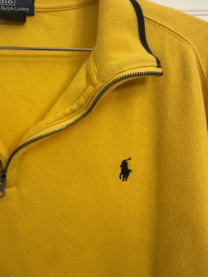 Suéter Polo Ralph Lauren Amarillo Niños Cuarto Cremallera Talla XL Foto 3 de 4
