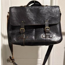 Borsa a tracolla messenger Johnston & Murphy in pelle ciottolata - marrone cioccolato