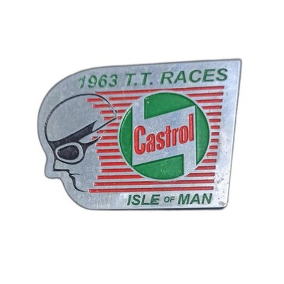 Vintage 1963 Castrol Isle of Man TT Races Emblem Metal Badge Memorabilia