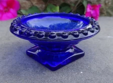 Boyd Cobalt Blue Glass Pedestal Open Salt Dip, Cellar, Dish!