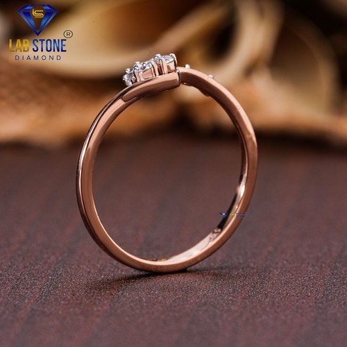 0.20 TDW Round Cut Diamond Rose Gold Ring Festive Wear Ring Labstone - Picture 5 of 5