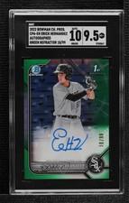 2022 Bowman Chrome Green Refractor 10/99 Erick Hernandez SGC 9.5 Mint+ Auto 1a7o