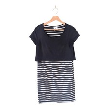 Mamalicious Short Sleeve Striped Maternity Dress Size UK Small