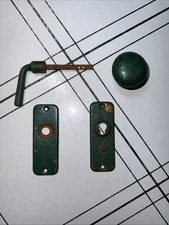Vintage Metal Screen Door Knob Lever Escutcheons  Architectural Salvage