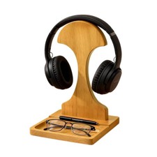 Solid Wood Headphone Stand Desk Gaming Headset Holder Phone Rest Storage