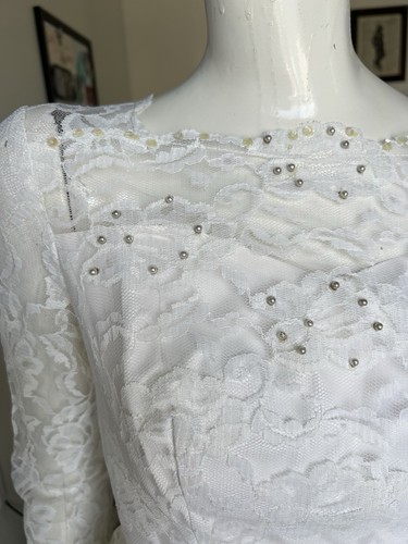 1950's Vintage Chantilly Lace White Wedding- ORIGINAL TAGS-STUNNING! - Picture 10 of 20