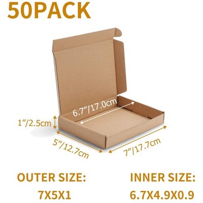 Small Cardboard Gift Boxes 50 Pack - Brown Shipping Box Set