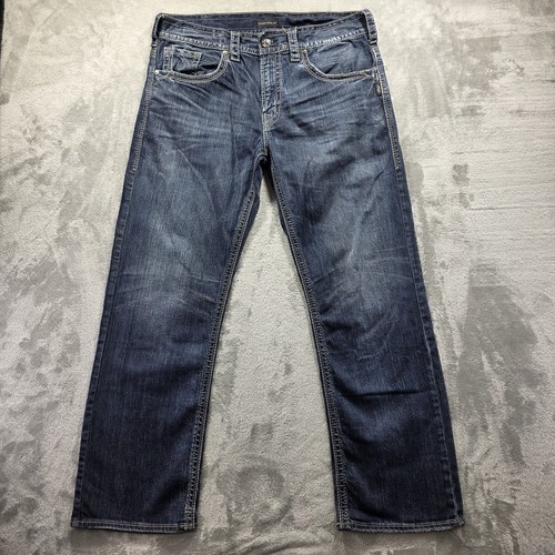 Silver Jeans Co Gordie Jeans Herren 36x32 Blau Straight Leg Stretch Denim Freizeit