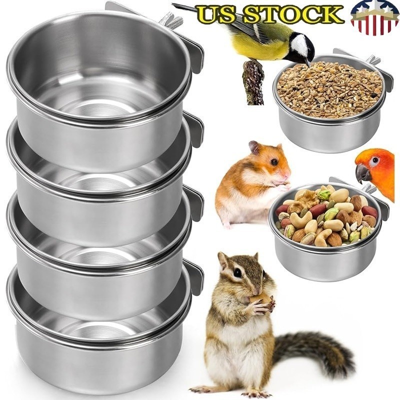 Bowls W/ Clamp Durable Easy To Clean Small Pets New