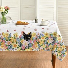 Horaldaily Spring Tablecloth, 60x140 Rectangular, Orange Daffodil Flower