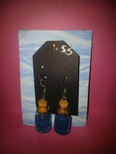 Blue Resin Glass Dangle/Drop Hook Earrings 