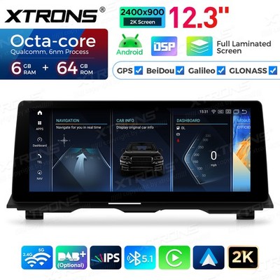 Android System 12.3'' Screen for BMW 5 Series F10 F11 NBT Qualcomm 665 Stereo 64G