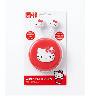 Hello Kitty Kopfhörer Geschenk Kinder Lautstärkebegrenzung 85dB Zip Jack Case 3,5mm