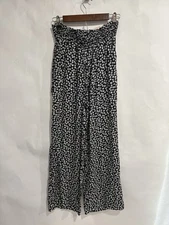 So Good For Life Size S High Rise Wide Legs Black / White Floral Pants 