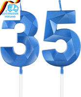 KöNigsblaue Kerzen Zum 35. Geburtstag - 3D Zahl 35 Kerze FüR Kuchen, Frauen MäNn