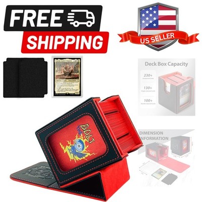 MTG Deck Box with Commander Display,Magnetic Card Storage Box Fits 100 Double...
