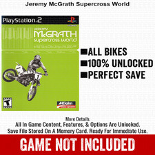 Jeremy McGrath Supercross World 100 PS2 Memory Card All CHEATS ITEMS