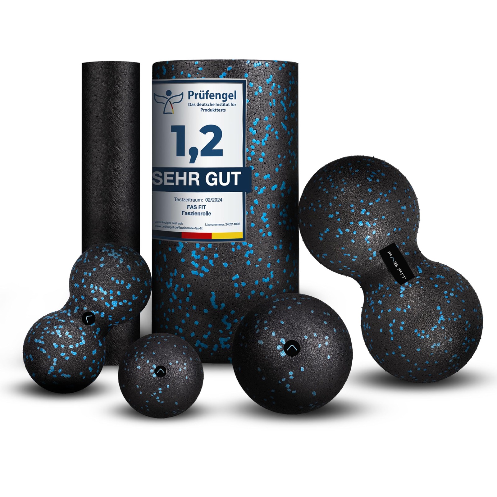 Faszienrolle Faszienball SelbstMassage Set blau 6teilig – FaszienSet für Rück...