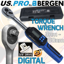 US PRO Digital Torque Wrench Digital 3/8" Drive 3Nm - 60Nm Calibrated Wrench