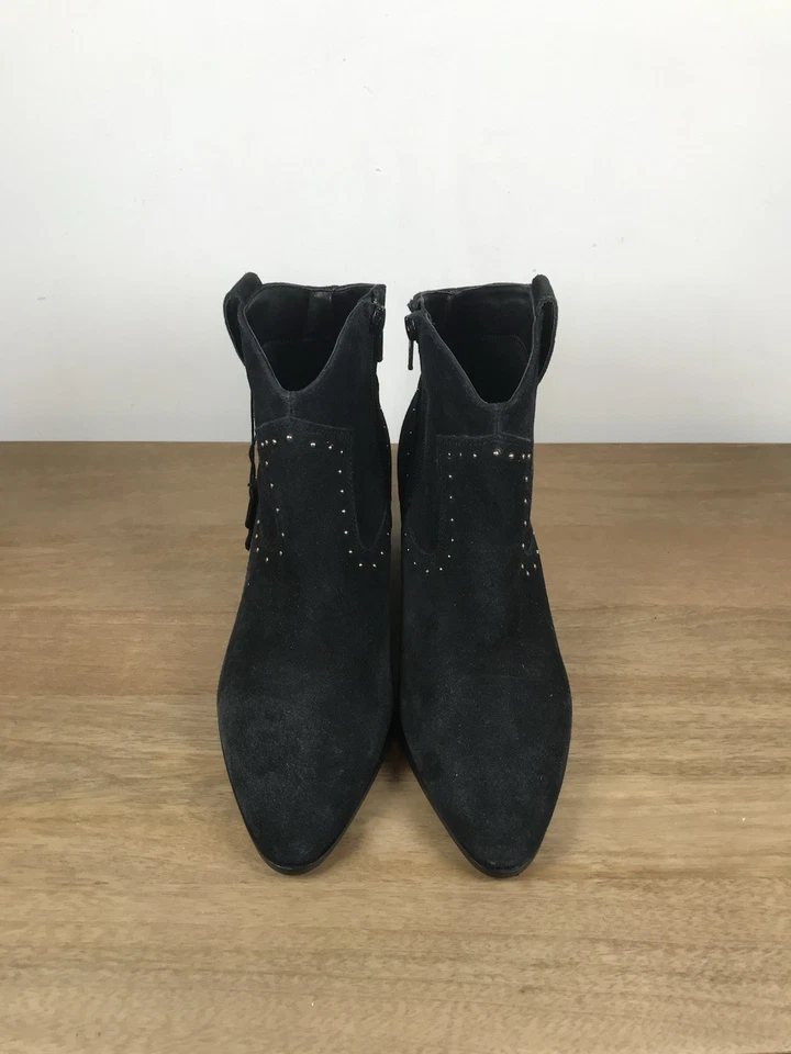 Dune London Gamuza Cuero Negro Botines Nuevo Dorado Tachonado Punta 40 UK 7 - Imagen 3 de 4