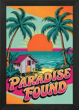 Paradise Found Beach House Framed Wall Art Poster Canvas Print Picture