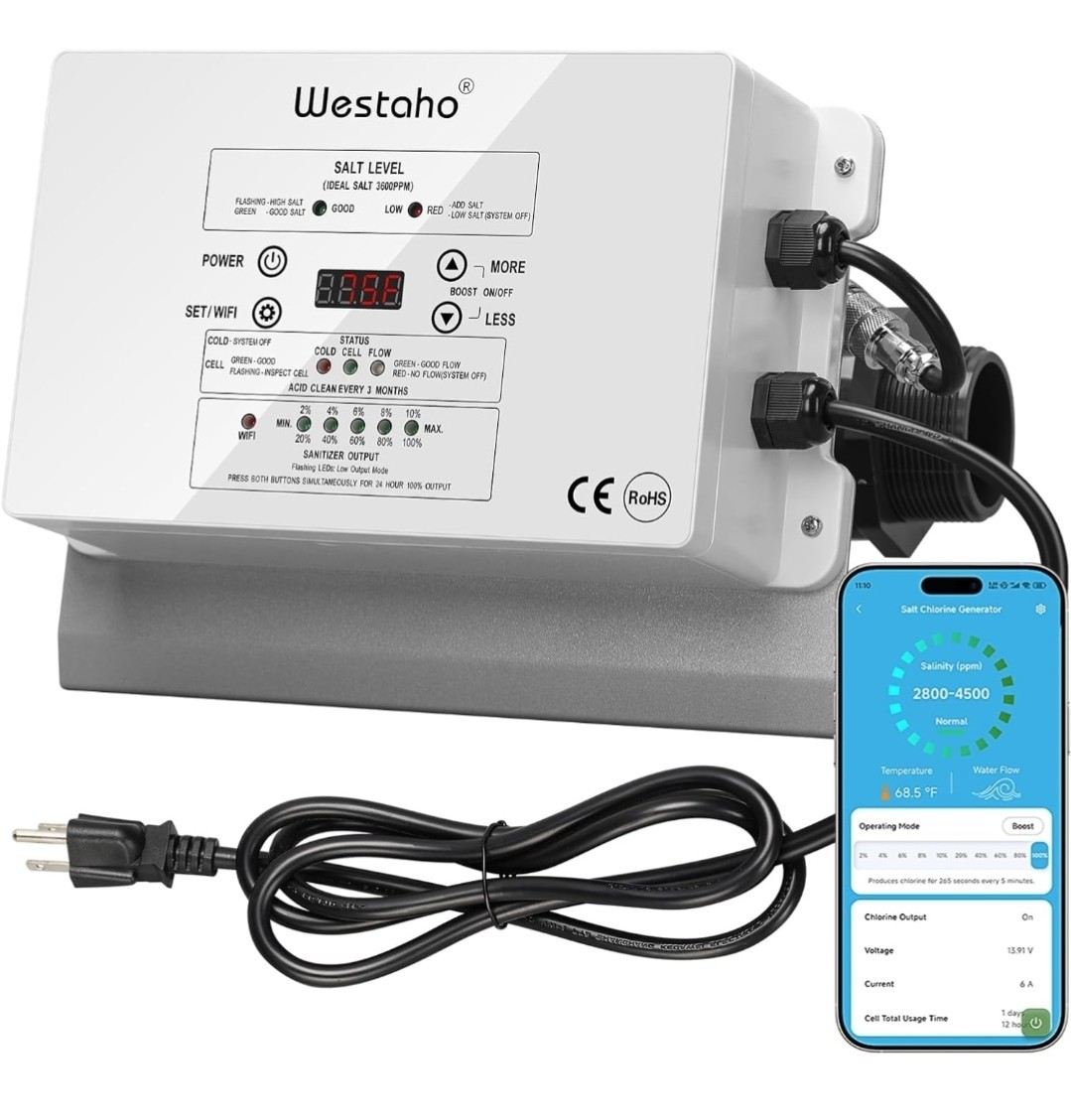 Saltwater Pool System, Westaho Salt Chlorine Generator-USA T