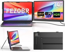 FEZOBR 14" Laptop Screen Extender, 1080P FHD Dual Portable Monitor for Laptop