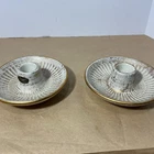 Lot Of 2 Royal Haeger Candle Holder 22K Gold Tweed Glaze Painted Pottery VTG MCM