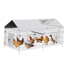 Metal Chicken Coop with Waterproof  Anti-UV Cover, 86"L x 40"W x 40"H silver