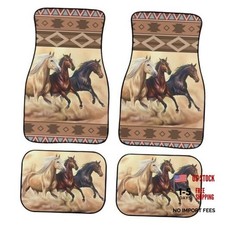 Horse Pattern Car Floor Mats Aztec Ethnic Style Three Horses Run In Brown Horse Pattern Car Floor Mats Aztec Ethnic Style Three Horses Run In Brown