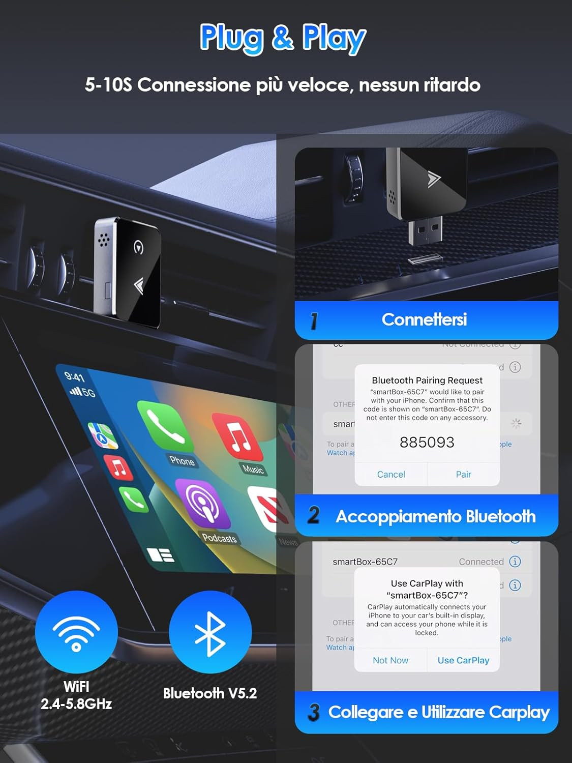 Libertà Senza Fili: Adattatore Wireless CarPlay e Android Auto 2025 - 4