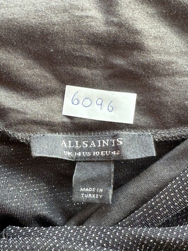All Saints Sami Skirt Womens Size UK 14 Black Metallic Pencil Open Front Stretch - Picture 10 of 10