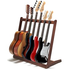 Multiple Guitar Stand, Black Walnut Wood Multi Guitar Rack for 5 Acoustic, 7 ...
