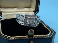 Sterling silver Iced Out Pinky Cluster Signet Ring 925 Men’s Gents Nt 9ct Keeper